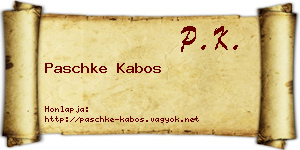 Paschke Kabos névjegykártya